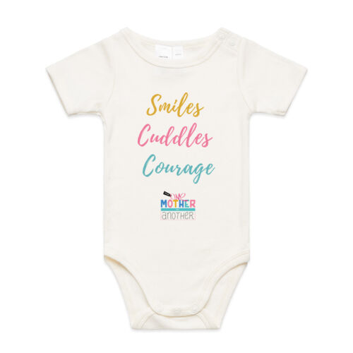 Baby onesie - smiles, cuddles, courage. Thumbnail